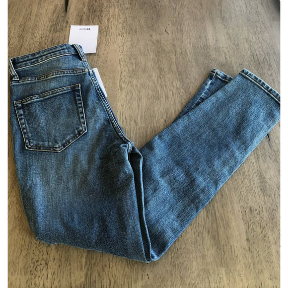 Free People v. Sandrine Rose High Waist Straight Fit Indigo Distressed Jeans- 26 - Picture 3 of 7